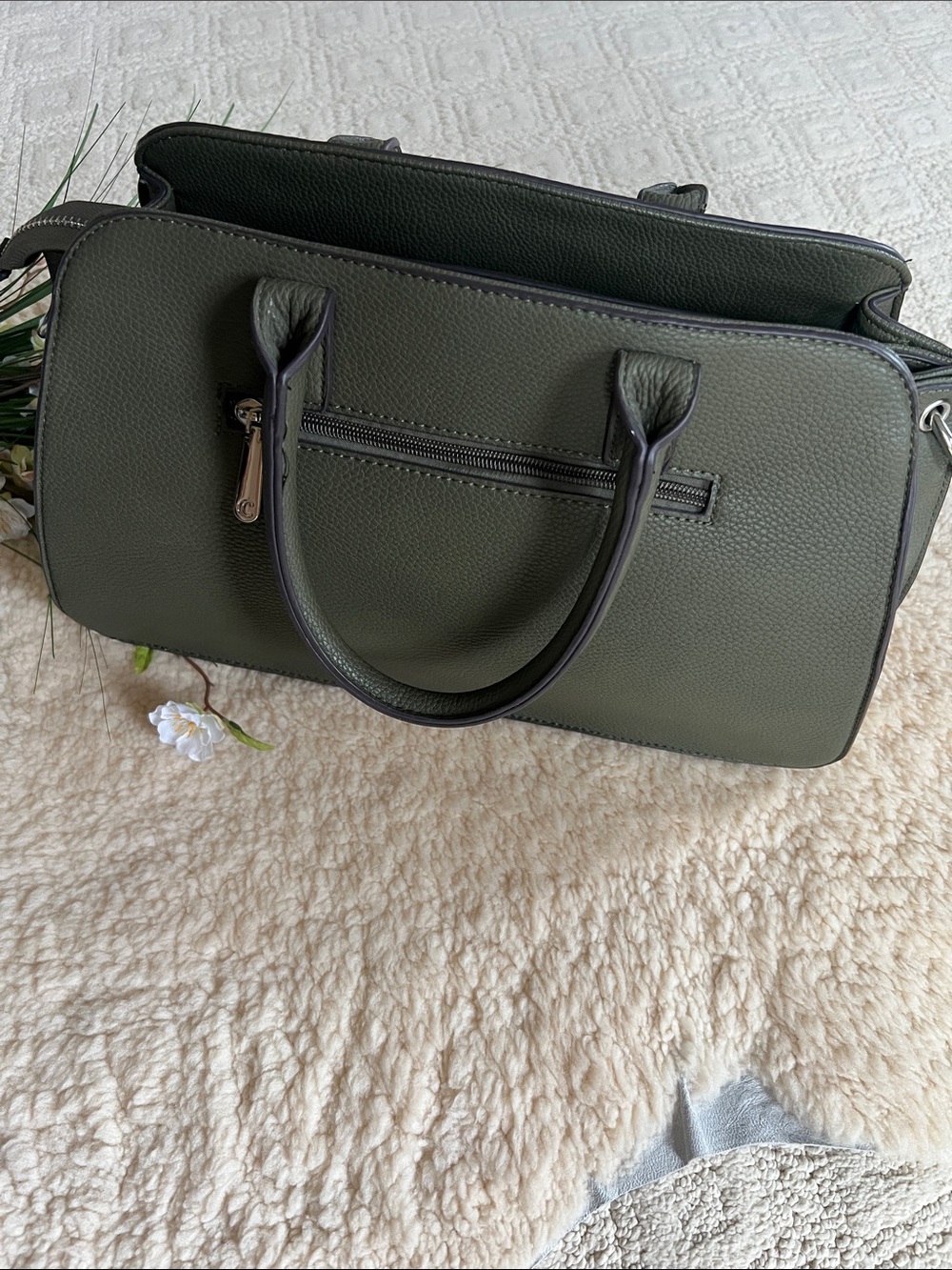 Structured Olive Green Women's Satchel Bag